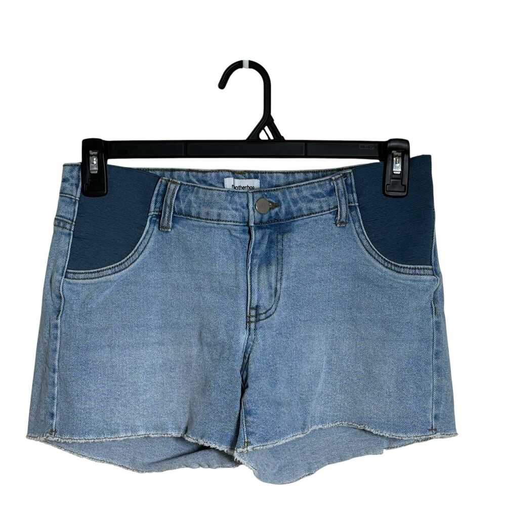 Motherhood Maternity Light Wash Cut-Off Raw Hem Under Belly Denim Shorts XS